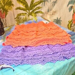 Crochted Skirts 2 Piece Set Purple & Coral Both Cascade MED By EXIST